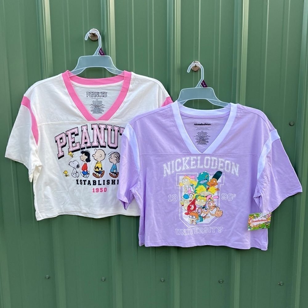 Women’s Nickelodeon & Peanuts Cropped Jersey T-Shirts 2-Pack Size XXL